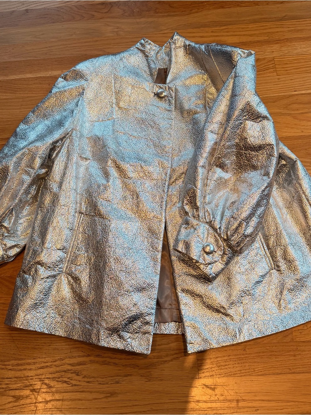 Silver Metallic Vintage 80s Boxy Blazer Jacket